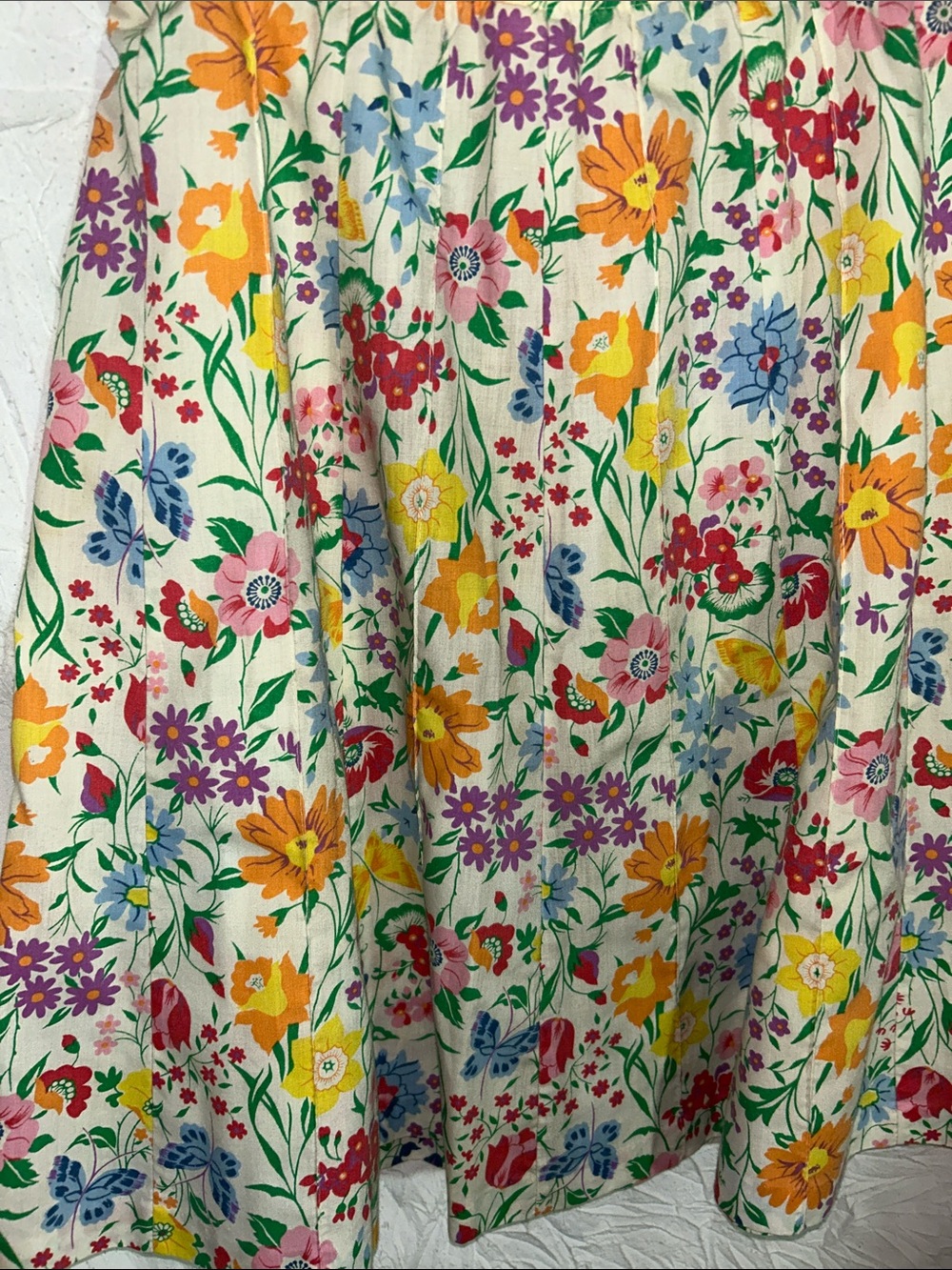 HUnter Vintage  White Floral A-Line Skirt with Multicolor Print size 6 - Picture 7 of 12